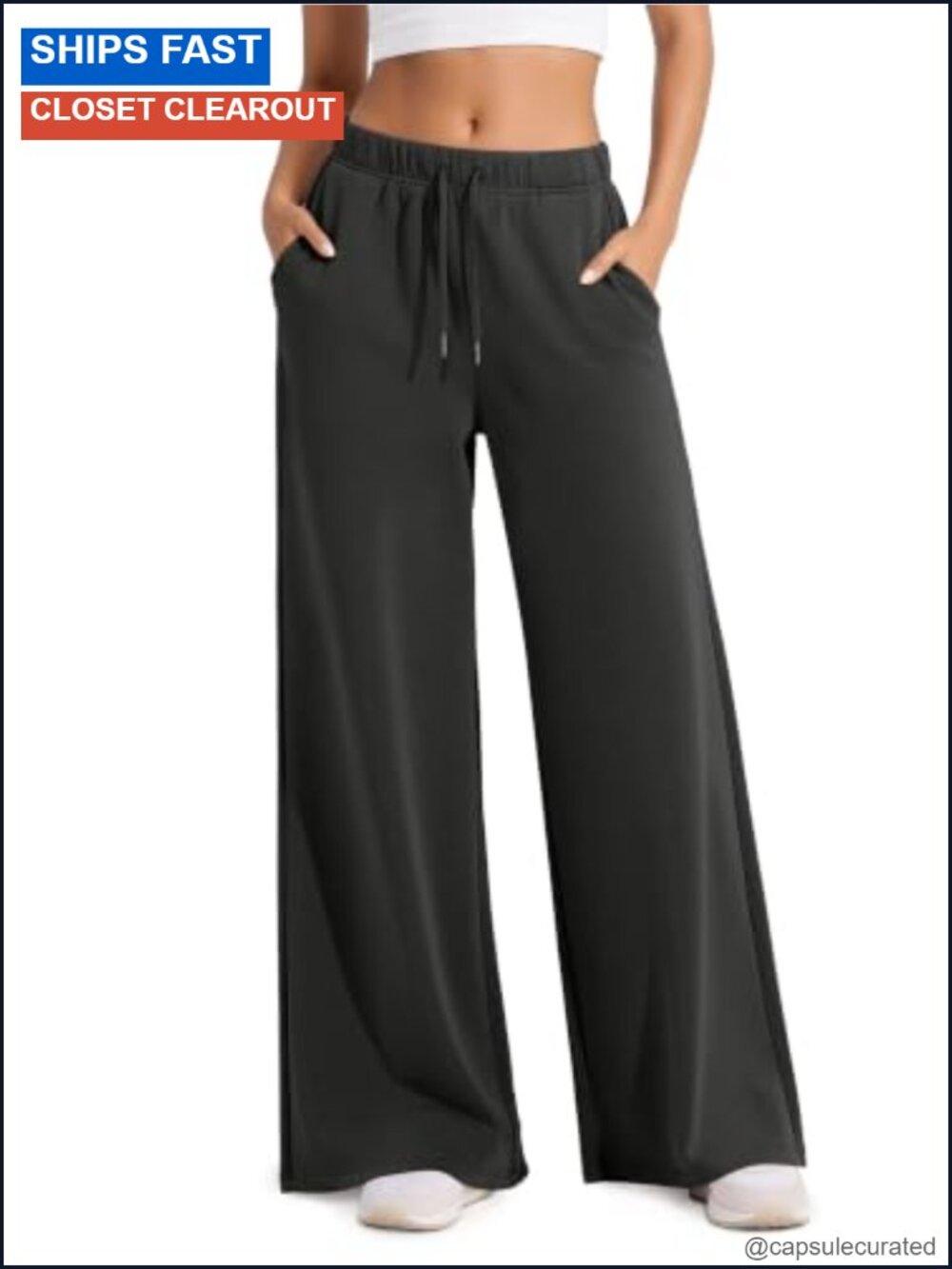 Modal Soft Extra Wide Leg Pants Drawstring High Waist Pull-On with Pockets